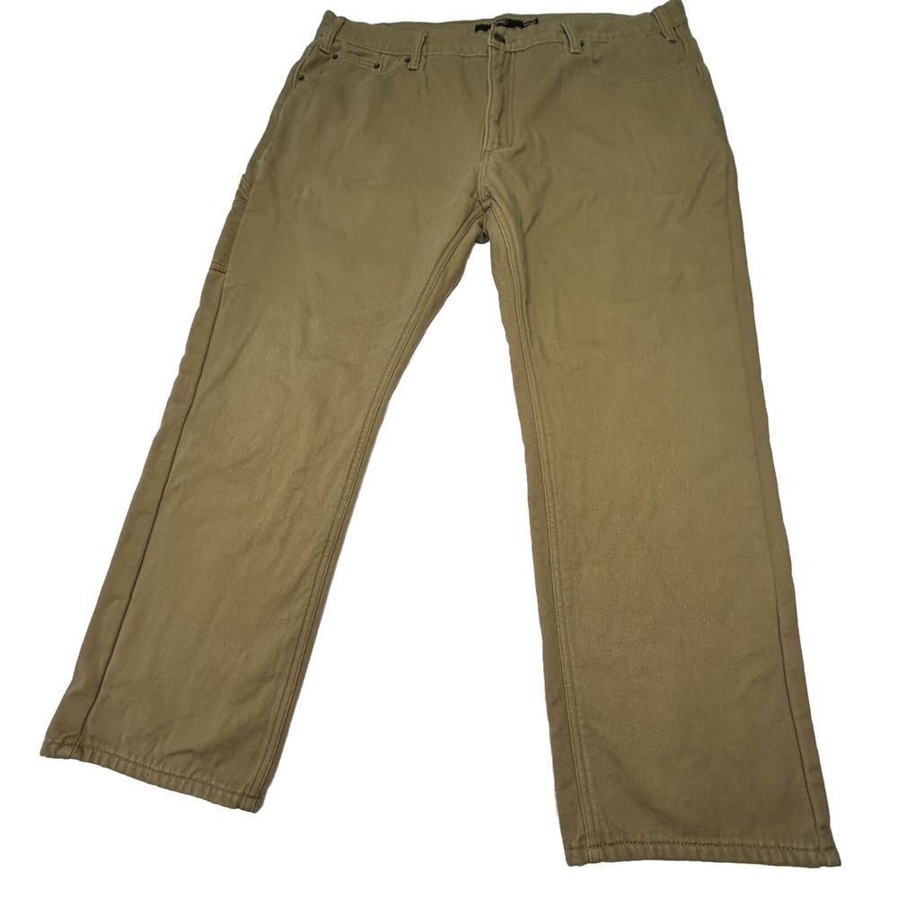 Berkley Jensen Fleece Lined Tan Carpenter Jeans Size 40 X 30 (measures 40 x 29)